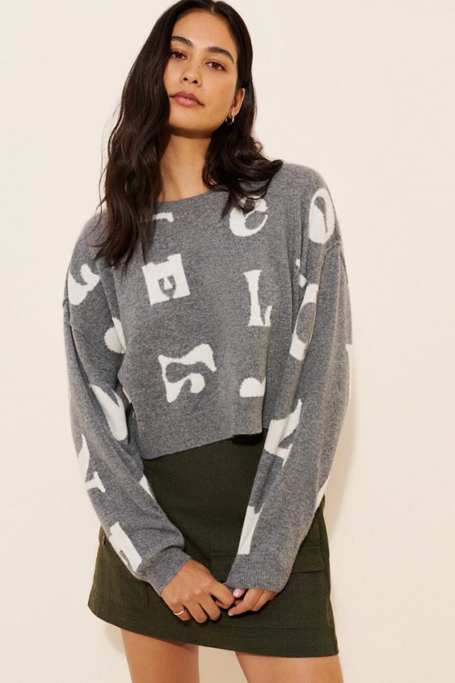 Pilkro by Anthropologie The Alani Printed Cashmere Cropped Sweater Sz S $180